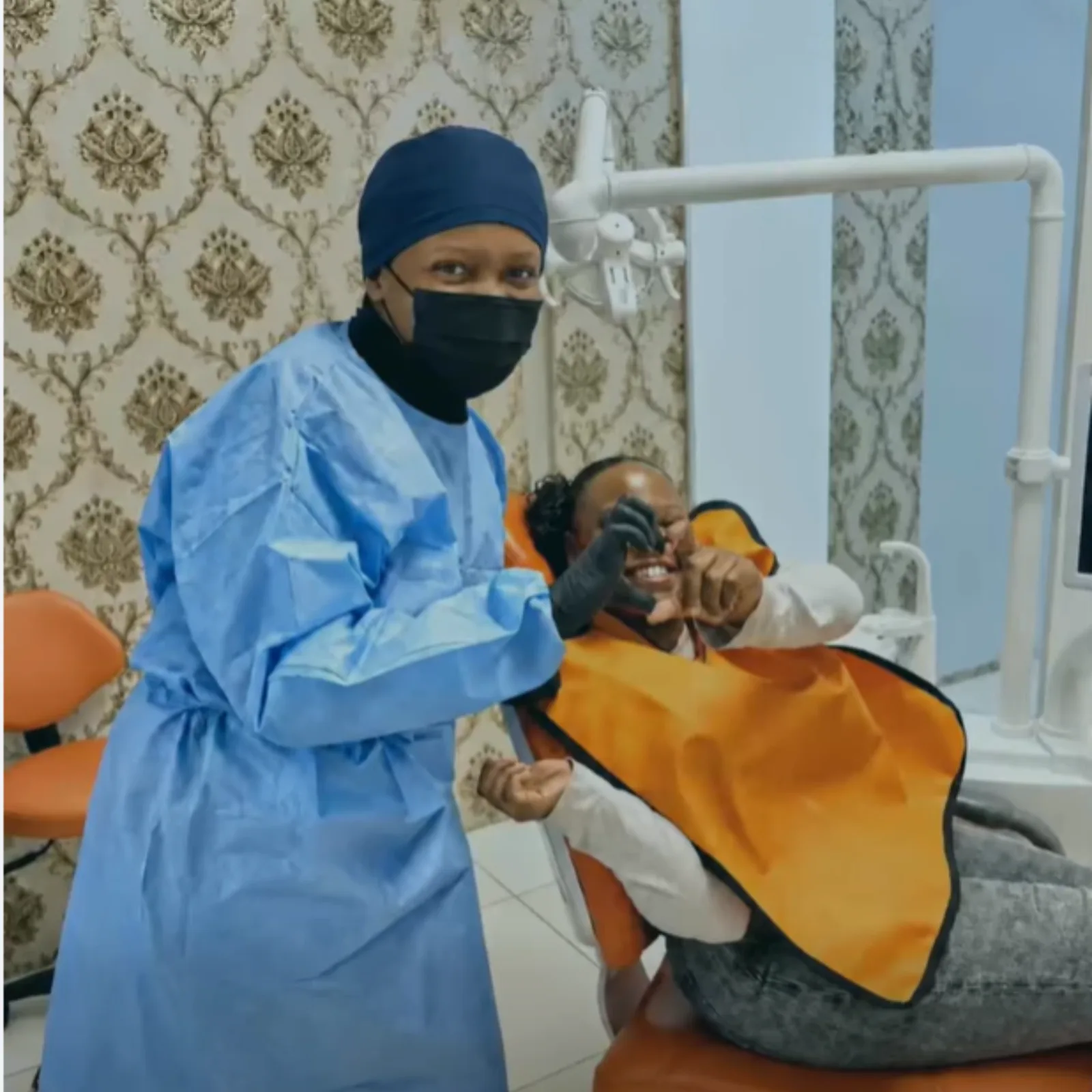 A Serene Dental Therapy clinician with a relaxed, smiling patient